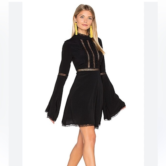 For Love And Lemons Black Long Sleeve Willow Dress - Picture 1 of 5